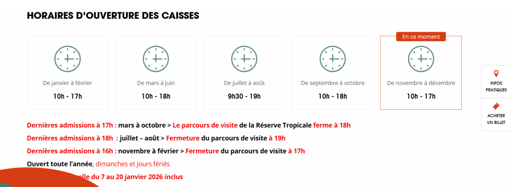Ferme au crocodile horaires