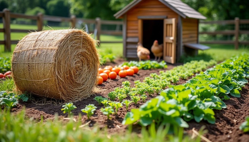 découvrez comment utiliser et stocker efficacement un ballot de paille au potager et au poulailler pour protéger vos plantes et offrir un abri confortable à vos volailles.