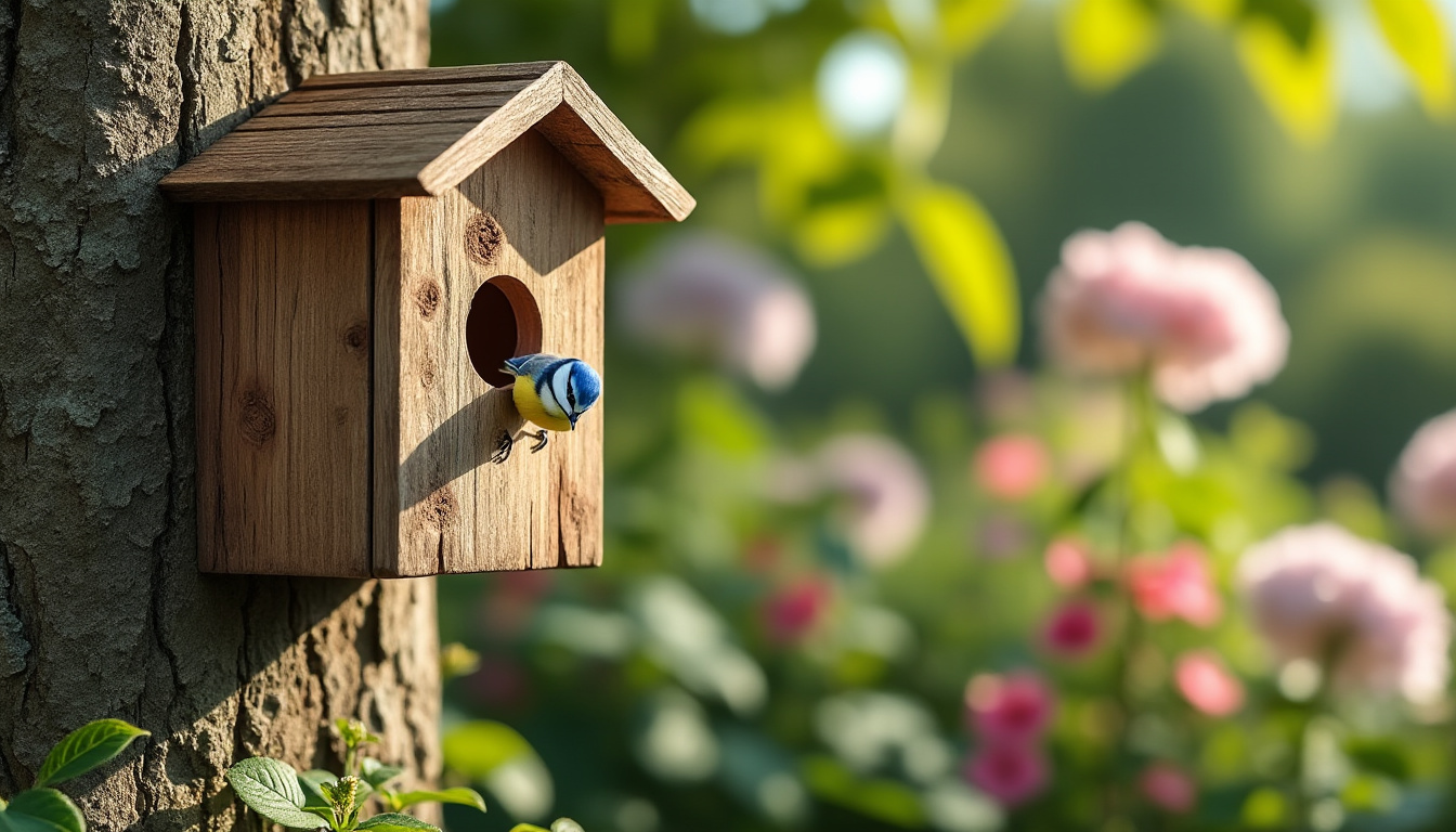 découvrez les dimensions précises et l'emplacement idéal pour installer un nichoir à mésanges, favorisant leur habitat et leur reproduction.